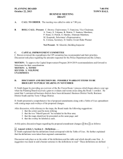 PLANNING BOARD 7:00 PM October 22, 2013 TOWN HALL