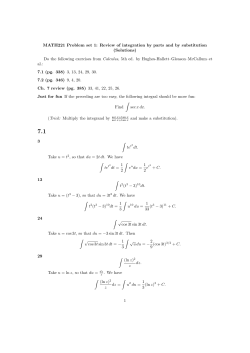 MATH221 Problem set 1: Review of integration by parts and by