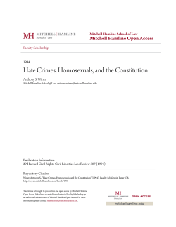 Hate Crimes, Homosexuals, and the Constitution