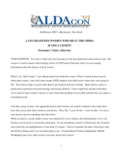 Presenter: Vicki t. Hurwitz - Association of Late