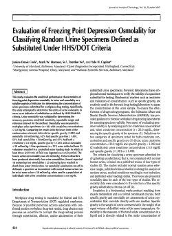 Evaluation of Freezing Point Depression Osmolality for Classifying