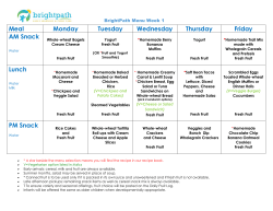 Meal Monday Tuesday Wednesday Thursday Friday AM Snack