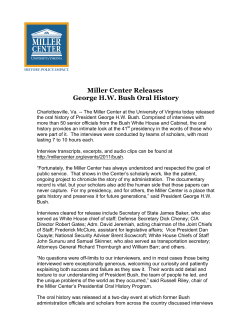 Miller Center Releases George HW Bush Oral History_101411