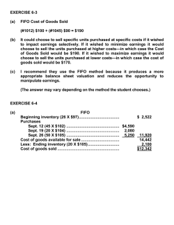 EXERCISE 6-3 (a) FIFO Cost of Goods Sold (#1012) $100 + (#1045