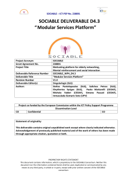 SOCIABLE DELIVERABLE D4.3 &ldquo;Modular Services Platform&rdquo;
