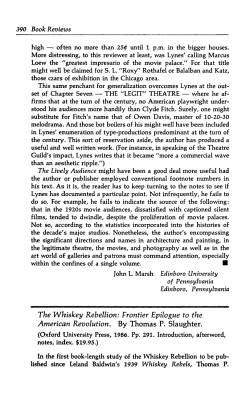 The Whiskey Rebellion: Frontier Epilogue to the American