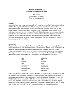 AGAINST BENEVOLENCE: ADAM SMITH`S ECONOMY OF CARE