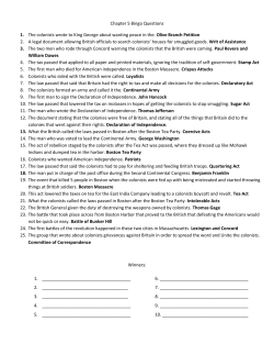 Chapter 5 Bingo Questions 1. The colonists wrote to King George