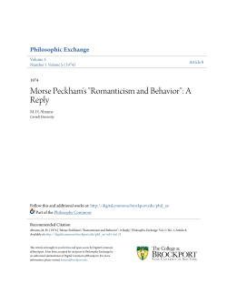 Morse Peckham`s "Romanticism and Behavior": A Reply