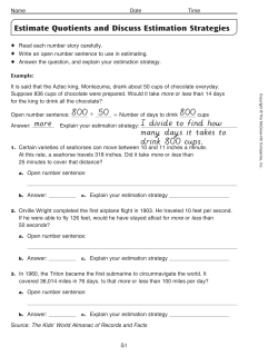 Estimate Quotients and Discuss Estimation Strategies