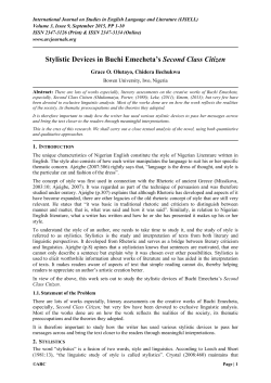 Stylistic Devices in Buchi Emecheta`s Second Class