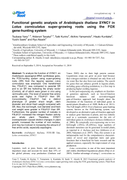 Functional genetic analysis of Arabidopsis thaliana
