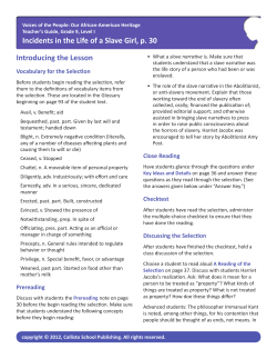 Incidents in the Life of a Slave Girl, p. 30 Introducing the Lesson