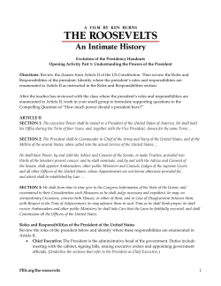 The Roosevelts: Evolution of the Presidency Handouts