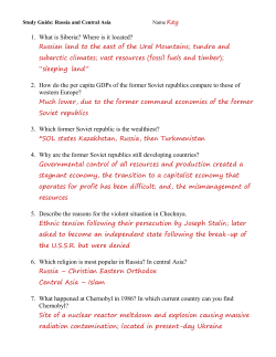Study Guide: Russia and Central Asia