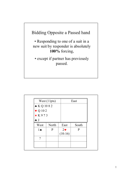 Bidding Opposite a Passed hand