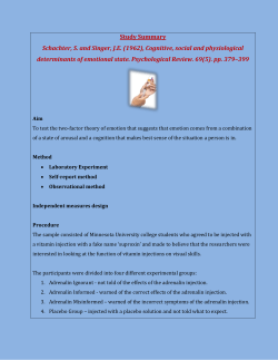 Study Summary Schachter, S. and Singer, JE (1962)