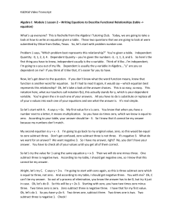 A1M1L2 Writing Equations to Describe Functional
