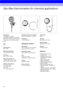 Gas filled thermometers for chemical applications