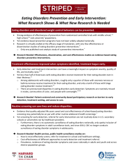 Fact Sheet on Eating Disorders Early Detection