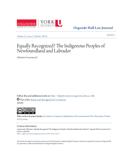 The Indigenous Peoples of Newfoundland and Labrador