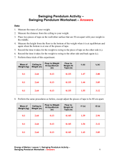 Swinging Pendulum Worksheet Answers