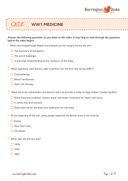 QUIZ WW1 Medicine