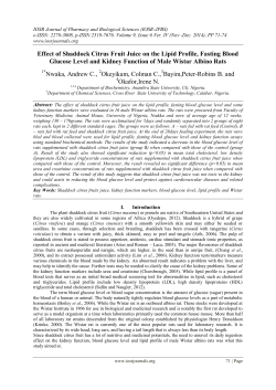 Effect of Shaddock Citrus Fruit Juice on the Lipid Profile, Fasting