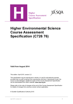 Higher Environmental Science Course Assessment