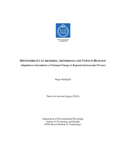 distensibility in arteries, arterioles and veins in humans