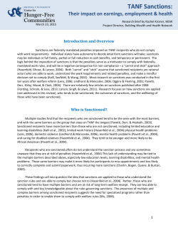 TANF Sanctions - The Center for Hunger