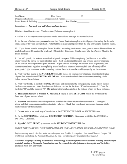 Physics 214* Sample Final Exam Spring 2010 1 of 15 pages 36