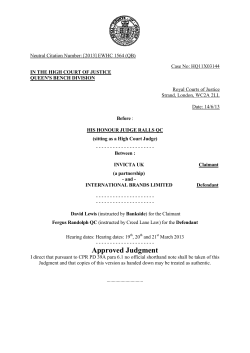 Invicta UK (a partnership) v International Brands Limited