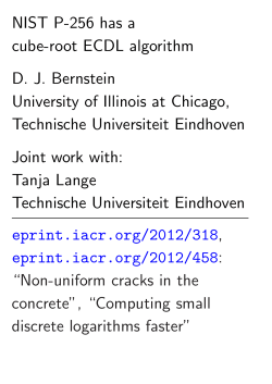 NIST P-256 has a cube-root ECDL algorithm DJ Bernstein University