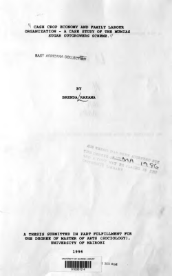 Cash Crop Economy And Family Labour