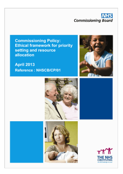 Commissioning Policy: Ethical framework for priority