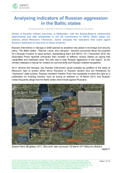 Analysing indicators of Russian aggression in the Baltic states