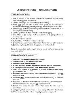 LC HOME ECONOMICS ~ CONSUMER STUDIES CONSUMER