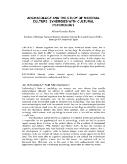 archaeology and the study of material culture: synergies with cultural