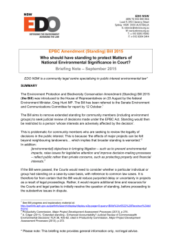 EPBC Amendment (Standing) Bill 2015 Who should have standing