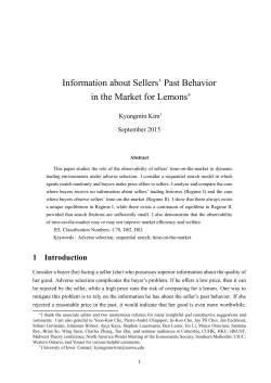 Information about Sellers` Past Behavior in the Market