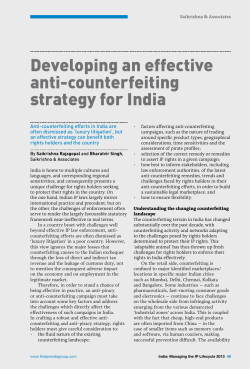 Developing an effective anti-counterfeiting strategy for India