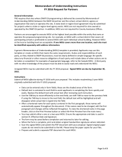 Memorandum of Understanding Instructions FY 2016 Request for