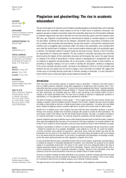 Plagiarism and ghostwriting - South African Journal of Science