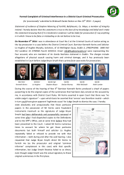 Formal Complaint of Criminal Interference in a