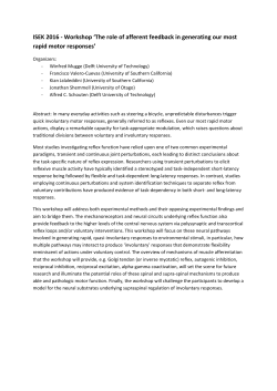 ISEK 2016 - Workshop `The role of afferent feedback in generating