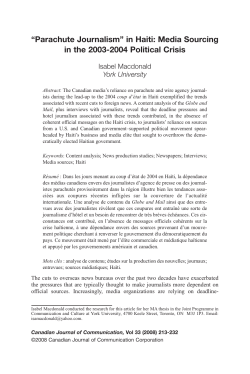 Parachute Journalism in Haiti - Canadian Journal of Communication
