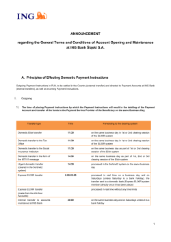 ANNOUNCEMENT regarding the General Terms and Conditions of