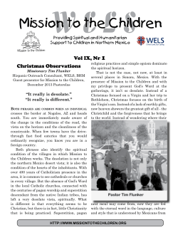 Newsletter - Mission to the Children