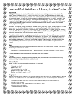 Lewis and Clark Web Quest &ndash; A Journey to a New Frontier